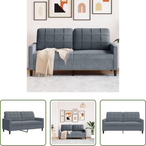 Divano in velluto -  Divano a 2 Posti grigio scuro140 cm in Velluto