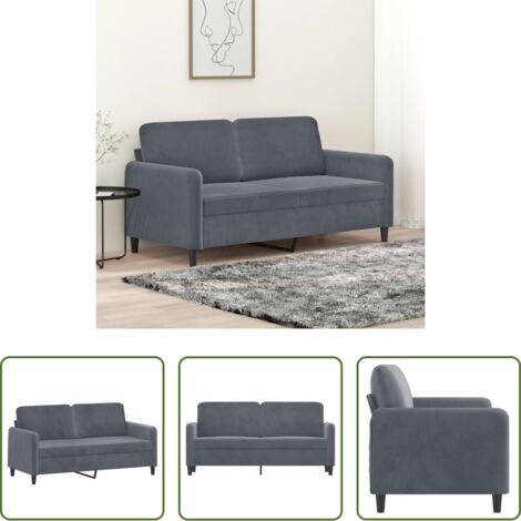 Divano in velluto -  Divano a 2 Posti grigio scuro140 cm in Velluto