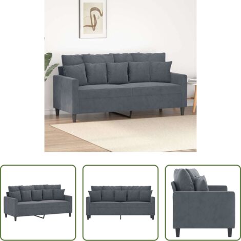 Divano in velluto -  Divano a 2 Posti grigio scuro140 cm in Velluto