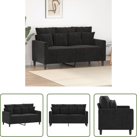 Divano in velluto -  Divano a 2 Posti Nero 120 cm in Velluto