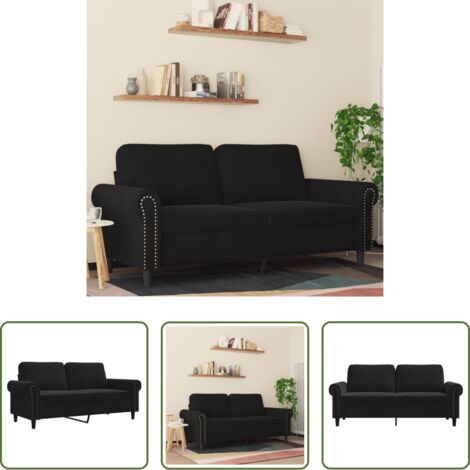 Divano in velluto -  Divano a 2 Posti Nero 140 cm in Velluto
