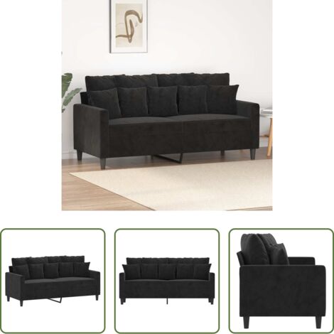 Divano in velluto -  Divano a 2 Posti Nero 140 cm in Velluto