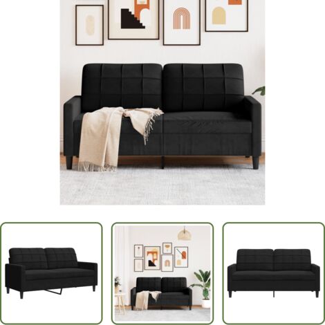 Divano in velluto -  Divano a 2 Posti Nero 140 cm in Velluto