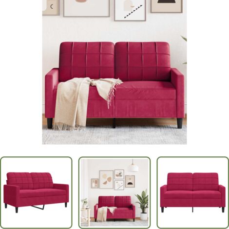 Divano in velluto -  Divano a 2 Posti Rosso Vino 120 cm in Velluto