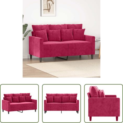 Divano in velluto -  Divano a 2 Posti Rosso Vino 120 cm in Velluto