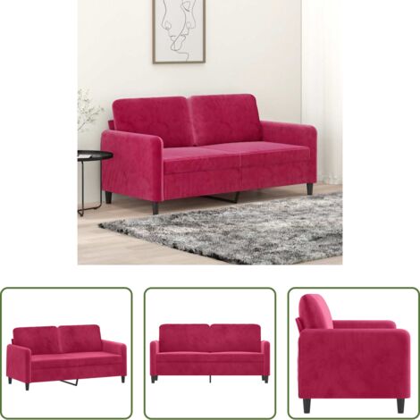 Divano in velluto -  Divano a 2 Posti Rosso Vino 140 cm in Velluto