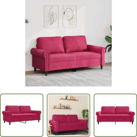 Divano in velluto -  Divano a 2 Posti Rosso Vino 140 cm in Velluto