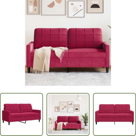 Divano in velluto -  Divano a 2 Posti Rosso Vino 140 cm in Velluto