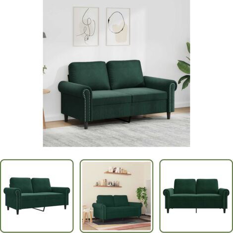 Divano in velluto -  Divano a 2 Posti Verde Scuro 120 cm in Velluto