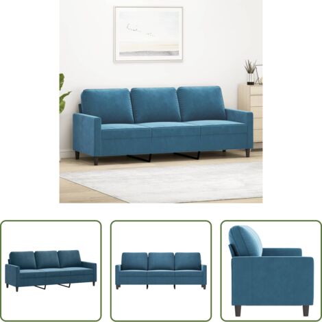 Divano in velluto -  Divano a 3 Posti Blu 180 cm in Velluto