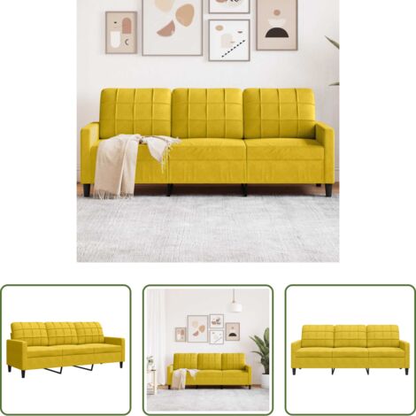 Divano in velluto -  Divano a 3 Posti Giallo 180 cm in Velluto