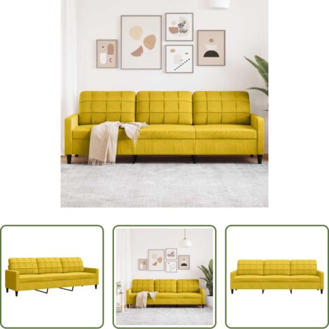 Divano in velluto -  Divano a 3 Posti Giallo 210 cm in Velluto