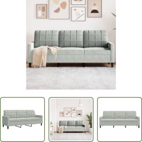 Divano in velluto -  Divano a 3 Posti Grigio Chiaro 180 cm in Velluto