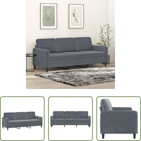 Divano in velluto -  Divano a 3 Posti Grigio Scuro 180 cm in Velluto