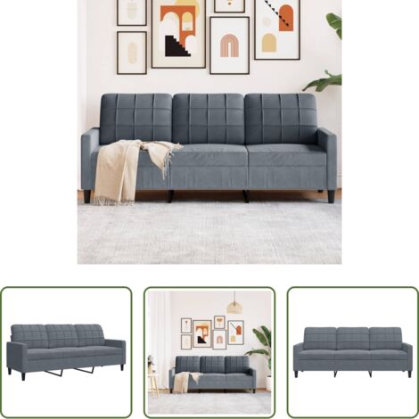 Divano in velluto -  Divano a 3 Posti Grigio Scuro 180 cm in Velluto