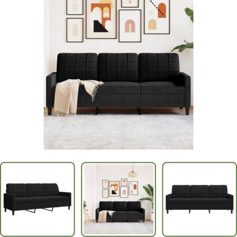 Divano in velluto -  Divano a 3 Posti Nero 180 cm in Velluto