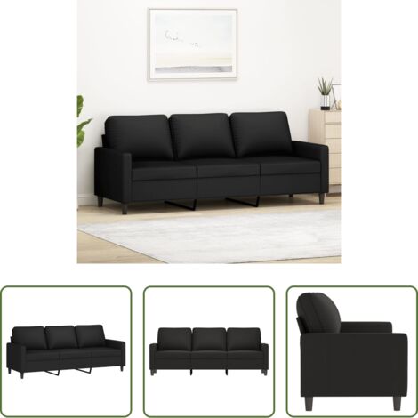 Divano in velluto -  Divano a 3 Posti Nero 180 cm in Velluto
