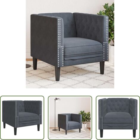 Divano in velluto -  Divano Grigio scuro 74,5 x 71 x 70,5 cm Velluto