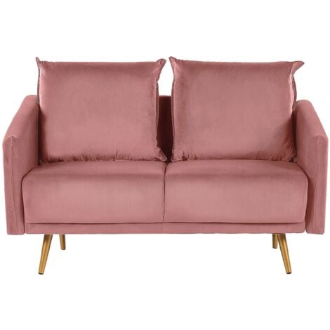 Divano in Velluto Rosa 2 Posti Cuscini Sfoderabili 130 x 78 x 68 cm Maura