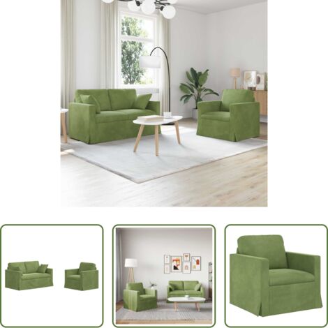Divano in velluto -  Set di divani 2 pcs Verde chiaro 138 x 78 x 80 cm Velluto