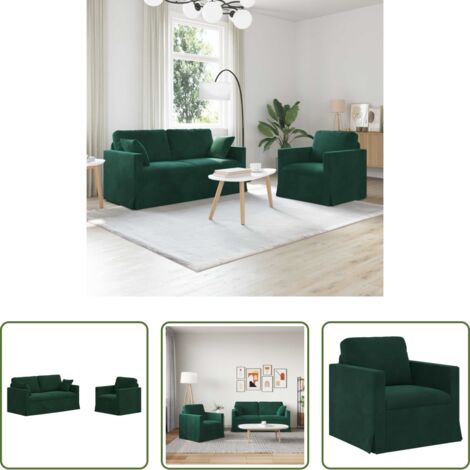Divano in velluto -  Set di divani 2 pcs Verde Scuro 158 x 78 x 80 cm Velluto