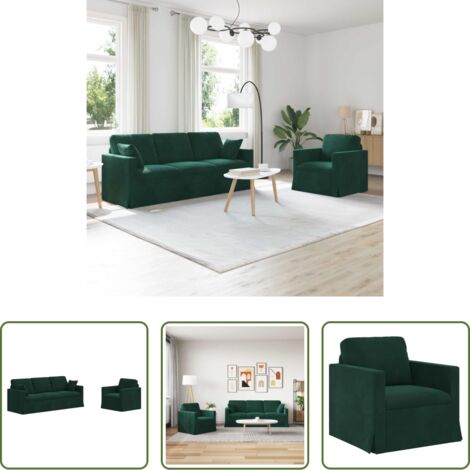 Divano in velluto -  Set di divani 2 pcs Verde Scuro 198 x 78 x 80 cm Velluto