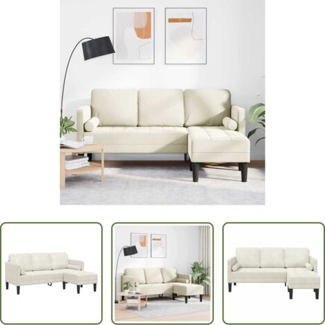 Divano in velluto -  Set di divani con cuscino Crema Poliestere