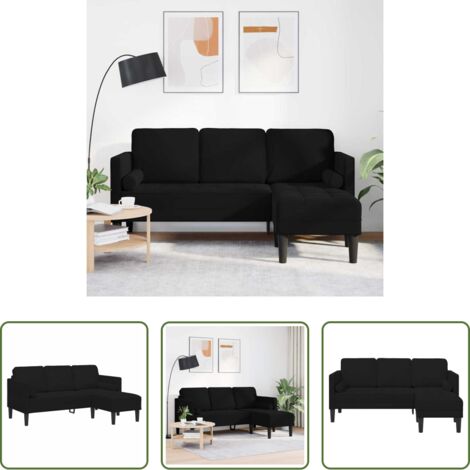 Divano in velluto -  Set di divani con cuscino Nero Poliestere
