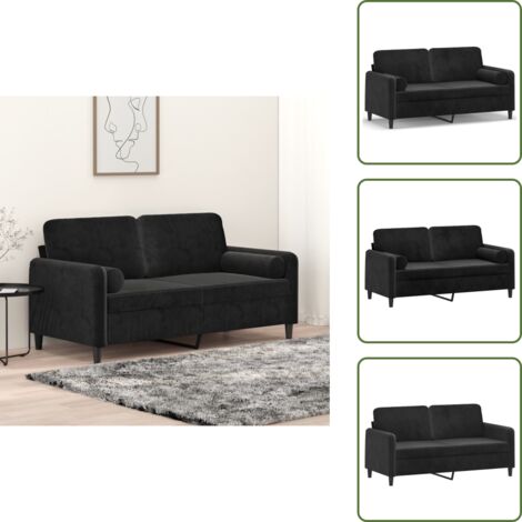 Divano in velluto - vidaXL Divano a 2 Posti con Cuscini Nero 140 cm in Velluto - Divano con cuscini