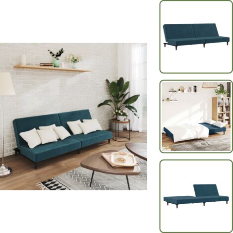 Divano in velluto - vidaXL Divano Letto a 2 Posti Blu in Velluto - Letto in velluto