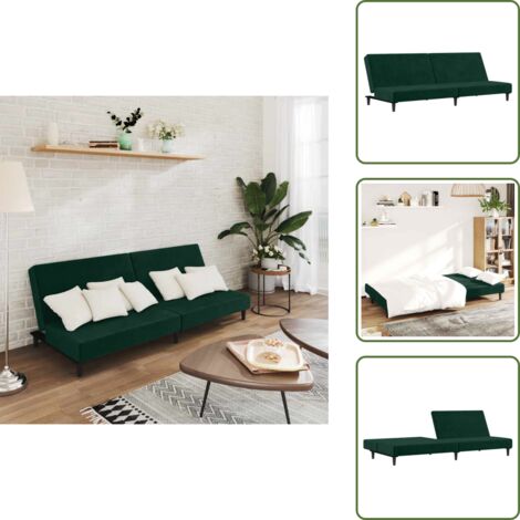Divano in velluto - vidaXL Divano Letto a 2 Posti Verde Scuro in Velluto - Letto in velluto