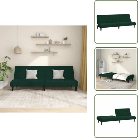 Divano in velluto - vidaXL Divano Letto a 2 Posti Verde Scuro in Velluto - Letto in velluto