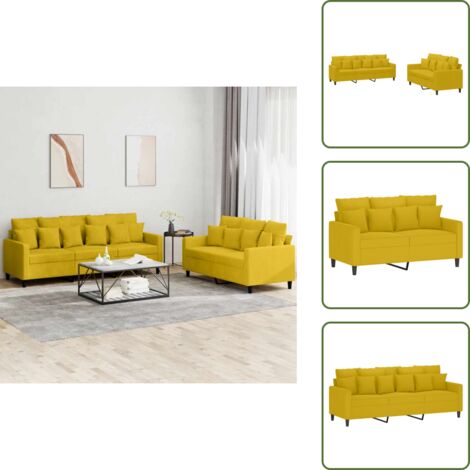 Divano in velluto - vidaXL Set di Divani 2 pz con Cuscini giallo in Velluto - Divano giallo