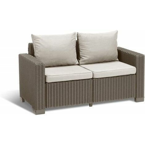 DIVANO KETER CALIFORNIA 2 POSTI IN RATTAN C/CUSCINO COLORE CAPPUCCINO (38666)