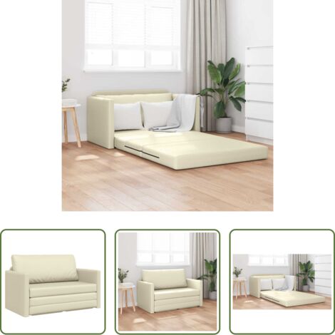Divano letto 110 cm -  Divano letto 110cm Crema Pelle Artificiale