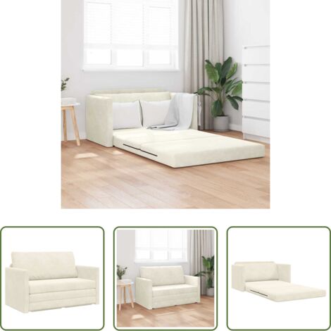 Divano letto 110 cm -  Divano letto 110cm Crema Velluto