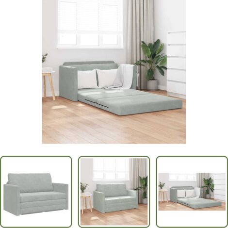 Divano letto 110 cm -  Divano letto 110cm Grigio chiaro Velluto