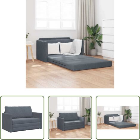 Divano letto 110 cm -  Divano letto 110cm Grigio scuro Velluto