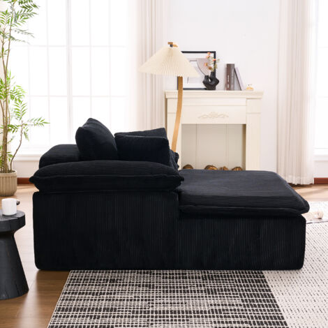 Divano letto 177x122x92cm Grande poltrona reclinabile Imbottitura soffice Senza montaggio Velluto a coste Nero