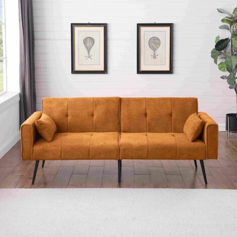 Divano letto 2-3 posti - Comodo divano letto pieghevole e modulabile - 175x71x71cm - Tessuto giallo