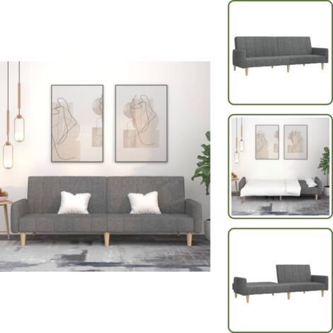 Divano letto 2 in 1 - vidaXL Divano Letto a 2 Posti Grigio Chiaro in Tessuto - Divano letto trasformabile