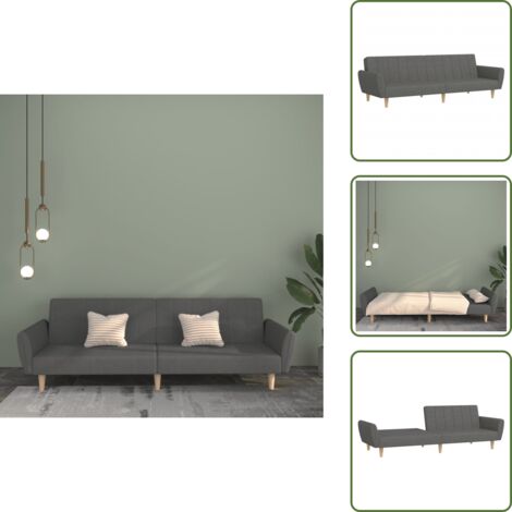 Divano letto 2 in 1 - vidaXL Divano Letto a 2 Posti Grigio Chiaro in Tessuto - Divano letto trasformabile