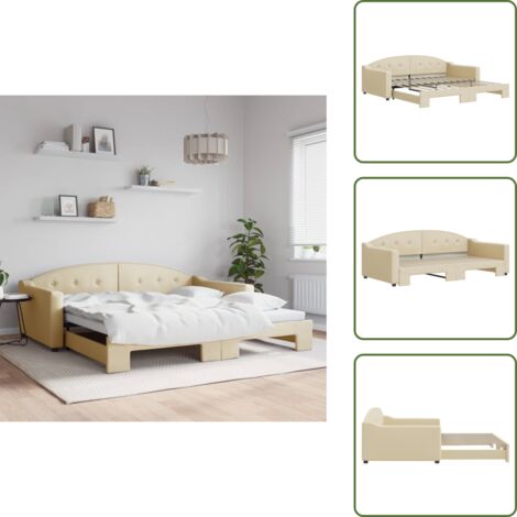Divano letto 2 in 1 - vidaXL Divano Letto con Letto Estraibile Crema 100x200 cm in Tessuto - Letto con letto estraibile