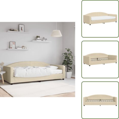 Divano letto 2 in 1 - vidaXL Divano Letto con Materasso Crema 90x200 cm in Tessuto - Materasso doghe