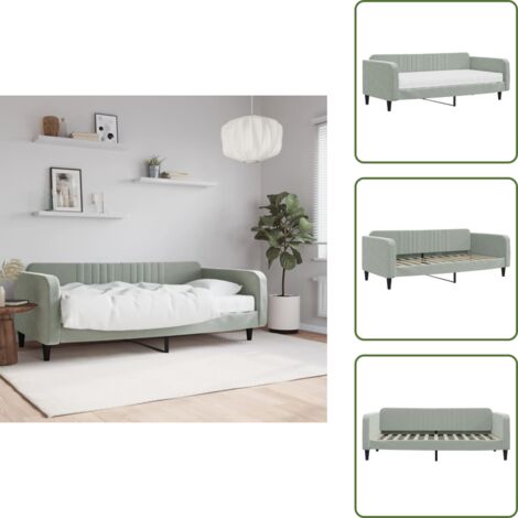 Divano letto 2 in 1 - vidaXL Divano Letto con Materasso Grigio Chiaro 100x200 cm in Velluto - Materasso in schiuma
