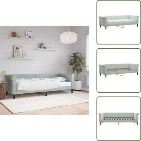 Divano letto 2 in 1 - vidaXL Divano Letto con Materasso Grigio Chiaro 80x200 cm in Velluto - Materasso in schiuma