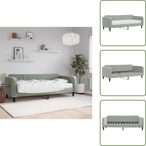Divano letto 2 in 1 - vidaXL Divano Letto con Materasso Grigio Chiaro 90x200 cm in Velluto - Materasso in gommapiuma
