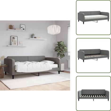 Divano letto 2 in 1 - vidaXL Divano Letto con Materasso Grigio Scuro 100x200 cm in Tessuto - Letto con materasso