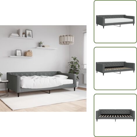 Divano letto 2 in 1 - vidaXL Divano Letto con Materasso Grigio Scuro 100x200 cm in Tessuto - Materasso in schiuma