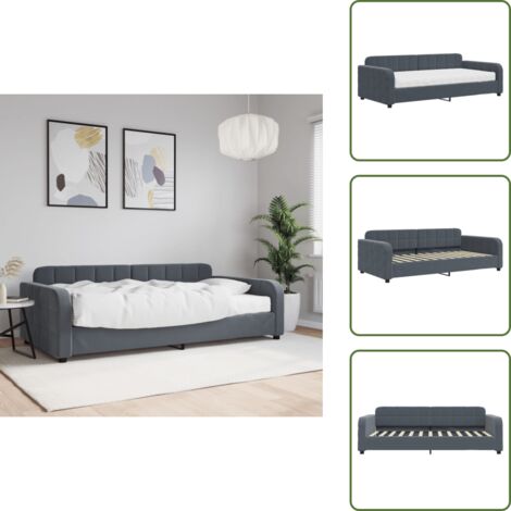 Divano letto 2 in 1 - vidaXL Divano Letto con Materasso Grigio Scuro 100x200 cm in Velluto - Materasso in schiuma